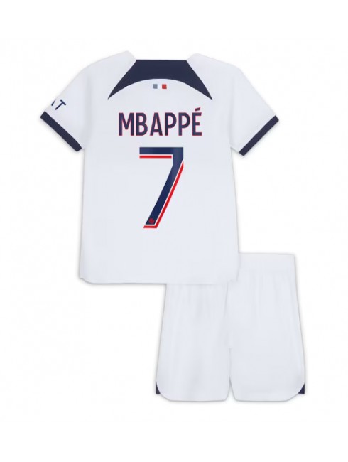 Paris Saint-Germain Kylian Mbappe #7 Replika Borta Kläder Barn 2023-24 Kortärmad (+ byxor)